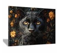 JOSUE Moderne Impression sur Toile Or Des animaux sympas Peinture Affiche Abstrait Image Tableau Decoration Murale Salon(Schwarz 14)-80x120cm Encadrée