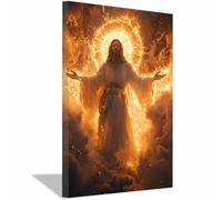 JOSUE Moderne Impression sur Toile Or Jésus photos peintures sur toile Décoration murale pour le salon,Décorations d’intérieur(Brown 62)-70x100cm Encadrée