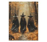 JOSUE Noir, gris Tableau sur toile Halloween, Sorcière Tableau Moderne Grand Tableau Decoration Murale Salon-20x30cm Sans cadre