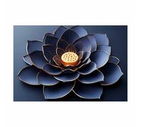 JOSUE Or - Noir Impressions sur Toile Tableau Murale Fleurs zen Tableaux Decoratifs Muraux Chambre Deco Salon Bar Café(Blau 68)-70x100cm Sans cadre