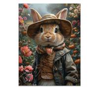 JOSUE PâQues Lapin Toile Tableau animal rétro Tableau Grand Format Sur Toile,Rose, gris Tableau Chambre Enfant Decoratifs Muraux Salon DéCor- 40x60cm Sans cadre