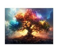 JOSUE Peinture Sur Toile Tableau Arbre De Vie Arbre abstrait Tableau Salon Sur Toile,Bleu, or Peintures Salon DéCoration Murale Impression- 50x70cm Sans cadre