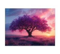 JOSUE Tableau Arbre Paysage minimaliste poster geant mural Toile,Violet, gris Peintures DéCor Murale Pour Salon Chambre Maison Bain- 75x115cm Sans cadre