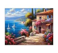JOSUE Tableau Montagne Toile Peinture Art Decoration Murale Bois Maison Blanche rétro en bord de mer Tableau De Peinture Deco Salon,Deco Chambre Adulte,DéCoration Cuisine - 30x40cm Sans cadre