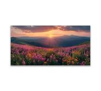 JOSUE Tableau Nature Paysage de coucher de soleil Impression Sur Toile Photo Peinture,Violet, gris Peinture Moderne Artistique Salon Decoration Murale-60x120cm Sans cadre