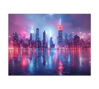 JOSUE Tableau Noir Et Blanc Art Abstrait Ville moderne Tableau Peinture Sur Toile,Rose, bleu Tableau Art Affiche Imprime Salon Chambre DéCor- 30x40cm Sans cadre