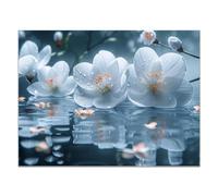 JOSUE Tableau Noir Et Blanc Decoration Murale Paysage floral Tableau Moderne Sur Toile,Blanc, vert Peintures Pour Maison Bain Salon Chambre- 70x100cm Sans cadre