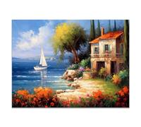 JOSUE Tableau Paysage Toile Tableau Decoration Murale Salon Maison Vintage voilier fleur Decoration Salon,Tableau Cuisine Decoration Murale,Poster Mural - 30x40cm Sans cadre