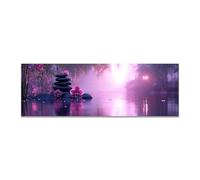 JOSUE Tableau sur toile Pierres zen spa - Orchidée rose & bambou apaisant pour salle de bain & salle de yoga(F)-40x120cm Sans cadre