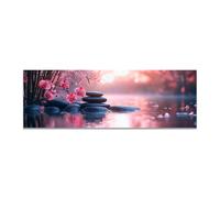 JOSUE Tableau sur toile Pierres zen spa - Orchidée rose & bambou pour salle de bain apaisante & salle de yoga(Y)-50x150cm Sans cadre