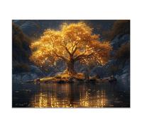 JOSUE Tableau Toile Arbre De Vie Arbre abstrait Tableau Decoration Sur Toile,Or noir Tableau Art Affiche Imprime Salon Chambre DéCor- 75x115cm Sans cadre
