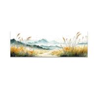 JOSUE Toile Affiche Chemin Montagne Plante Aquarelle - Style Zen Chinois Art Mural pour Salle de Thé Bureau(A9)-30x90cm Sans cadre