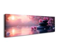 JOSUE Toile Affiche Orchidée Pierre Zen - Art Mural Abstrait Spa pour Salle de Bain Salle de Méditation(B2)-20x60cm Encadrée