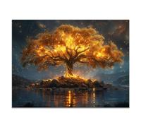 JOSUE Toile Arbre De Vie Tableau Arbre abstrait Tableau Peinture Sur Toile,Or noir Peintures DéCor Murale Pour Salon Chambre Maison Bain- 75x115cm Sans cadre