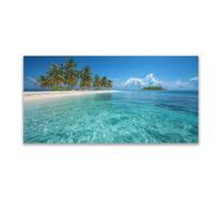JOSUE Vert,bleu Paysage Plage Mer Impression sur Toile Décoration, Plage naturelle Tableau Salon Chambre Cuisine Grand Tableaux Decoratifs Muraux Art Wall-30x60cm Sans cadre
