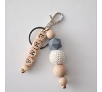 Josupport-Tétine En Bois Avec Nom Pour Bébé,Clé De Poussette,Chaîne Continent Faite À La Main,Accessoires - Type White