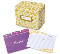 Jot & Mark Boîte cadeau complète pour carte de recettes | Boîte décorative en étain (Lemon Twist)