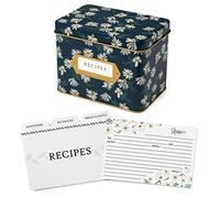 Jot & Mark Boîte décorative en étain pour cartes de recettes, porte-cartes de vœux 10,2 x 15,2 cm (kit de boîte à recettes, marguerites anglaises)