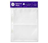 Jot & Mark Lot de 50 protège-pages pour cartes de recettes ou photos de 10 x 15 cm - Pochettes d'archivage en plastique transparent pour classeurs à 3 anneaux (21,6 x 24,1 cm, 2 poches) - Porte-cartes