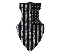 Jot557 - Cache-cou avec drapeau américain sans couture et coupe-vent pour oreilles suspendues pour homme et femme - Pour moto, cyclisme, équitation, ski - Fête (drapeau gris), Noir , taille unique