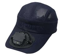 Jot637 Casquette de baseball avec alimentation solaire USB intégrée pour homme et femme Vitesse et direction du vent réglables 24 heures Parfait pour la pêche, bleu marine, Taille unique