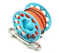 Jotekonoby Bobine de 15/30 m en alliage d'aluminium avec double crochet en acier inoxydable, enrouleur de ligne sous-marin compact pour la plongée avec tuba et pour divan grotte, léger et portable (30