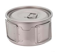 Jotekonoby Bol de camping en titane avec poignée 450 ml + 600 ml avec récipient pour ustensiles de cuisine pliants, poids plume et fonction résistante (bol de 450 ml avec couvercle)