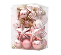 Jotekonoby Boule de Noël en plastique or rose - Pendentif exquis pour décoration de sapin - Pour vacances, mariage, maison, jardin (A)