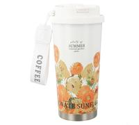 Jotekonoby Bouteille d'eau de 500 ml en acier inoxydable, double paroi isotherme pour tasse à café thermique, gobelet de voyage anti-fuite avec poignée portable (E)