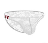 Jotekonoby Caleçon en maille transparente pour homme, taille basse, motif | Motif en dentelle florale, soutien de poche bombé, taille basse, maille respirante, confort quotidien