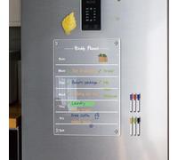 Jotekonoby Calendrier réutilisable effaçable à sec pour réfrigérateur avec aimants, tableau magnétique en acrylique transparent, planificateur hebdomadaire effaçable, 30 x 42 cm