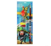 Jotekonoby Canne à pêche télescopique de 1,8 m et moulinet pour ensemble combiné avec 3 BB pour enfants, canne en fibre de verre avec rapport de vitesse 5.2:1, kit de pêche leurre pour la famille et