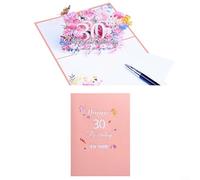 Jotekonoby Carte d'anniversaire pop-up de 12,7 x 17,8 cm - Papillon et fleur 3D avec enveloppe, carte de vœux souvenir pour filles, adolescentes et adultes, pour célébrer le 18e anniversaire (30e)