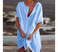Jotekonoby Chemise ample à manches courtes pour femme - Couleur unie - Pour | Coupe ample, fermeture à boutons sur le devant, manches courtes, style de couleur unie, idéal pour la chaleur estivale
