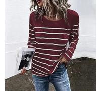 Jotekonoby Chemisier décontracté en polyester motif rayé longueur régulière | Motif rayé, col rond, coupe ample, manches longues, tenue décontractée au quotidien