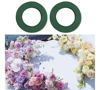 Jotekonoby Couronne en mousse de 30,5 cm pour bague - Mousse circulaire verte pour bague de fleurs, couronne florale à dos en plastique, kit de bricolage et de bricolage