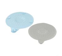 Jotekonoby Couvercle de vidange de douche avec ventouse puissante pour bouchon de cheveux - Filtre d'évier en silicone compatible avec baignoire de salle de bain et évier de cuisine (bleu + gris)