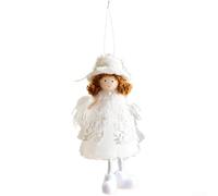 Jotekonoby Décoration de Noël moderne et minimaliste - Blanc et rose - Fille d'ange avec jupe en tulle, pendentif arbre en tissu doux pour une décoration de vacances élégante (blanc)