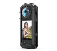 Jotekonoby Étui de protection en ABS compatible avec cage d'appareil photo Insta360 X5 avec support griffe pour microphone et lumière - Coque de protection portable - Noir