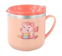Jotekonoby Gobelet à paille en acier inoxydable de 250 ml pour enfants, double couche avec échelle de mesure pour boire facilement et en toute sécurité (rose)