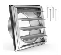 Jotekonoby Grille d'aération murale en acier inoxydable 304 avec rabat rectangulaire de 150 mm, bouchon d'échappement résistant aux intempéries et maille anti-insectes (12,7 cm)