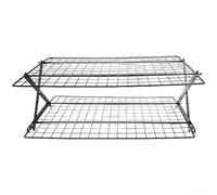 Jotekonoby Grille de refroidissement réglable, pliable à 2, 3, 4 niveaux, cadre en fer durable, design empilable pour gâteaux, biscuits, muffins (deux couches)