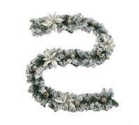 Jotekonoby Guirlande de Noël pré-éclairée en pin avec boules dorées et blanches, baies, décoration d'intérieur festive pour cheminée, porte, escalier (1,8 m, argenté)