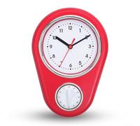 Jotekonoby Horloge murale de cuisine de 22,9 cm avec mouvement à quartz, multifonction pour la cuisine et la décoration de la maison, blanc (rouge foncé)