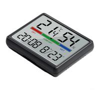 Jotekonoby Horloge numérique LCD avec capteur de température et d'humidité - Thermomètre d'intérieur avec grand écran - Affichage de la date et de l'heure - Alimenté par piles - Fixation murale - Noir