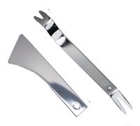 Jotekonoby Kit d'outils de démontage de garniture avec outil de levier et tournevis en acier inoxydable pour panneau de portière, radio, audio, garniture intérieure - Argenté (C)