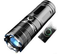 Jotekonoby Lampe torche rechargeable, lumière de camping haute luminosité, corps en alliage d'aluminium, USB type C, lampe de poche, faisceau de mise au point zoomable, lampe de poche à affichage de