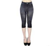 Jotekonoby Legging imprimé taille haute pour femme pour une tenue décontractée et sportive, style jean d'imitation, pantalon en polyester légèrement extensible, confortable quatre saisons (noir L)