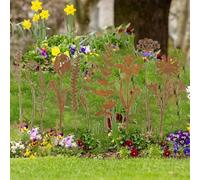 Jotekonoby Lot de 10 fleurs rustiques en métal - Plantes en métal de style vintage pour décoration de jardin extérieur, piquets de jardin en fer résistants aux intempéries pour pelouse toute l'année