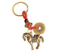 Jotekonoby Lot de 10 porte-clés en forme de statue de cheval de guerre en laiton, porte-bonheur Feng Shui, décoration pour clés, sacs, portefeuilles, artisanat artistique, maison, jardin, extérieur
